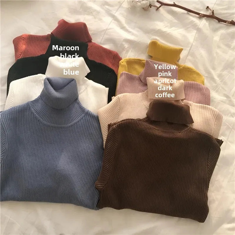 Women's High Collar Long Sleeve Knitwear Slim Fit Base Layer Polo Neck Sweater Stylish Autumn Winter New Arrival Outerwear